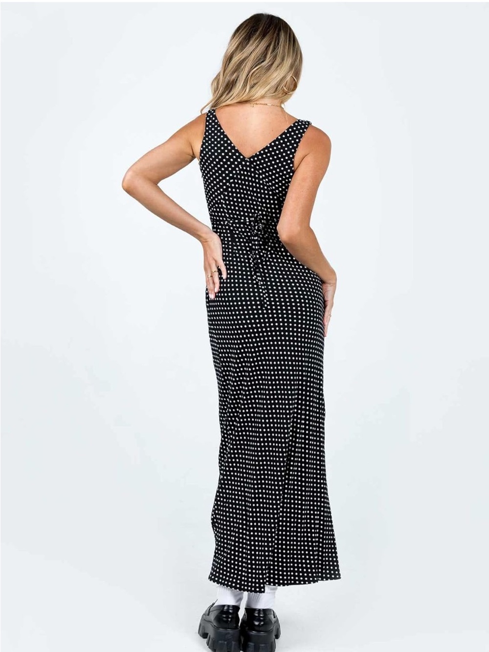 NWT Princess Polly Nellie Maxi Dress Black Polka Dot